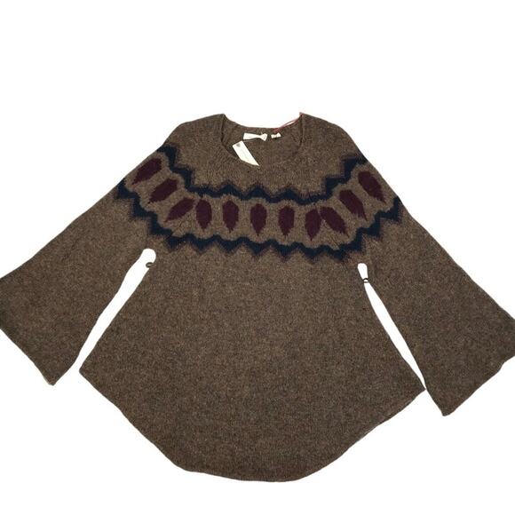 ANTHROPOLOGIE Mohair Wool Blend Sleeping On Snow Sweater-Tunic Women S Boho NWT - Picture 2 of 14